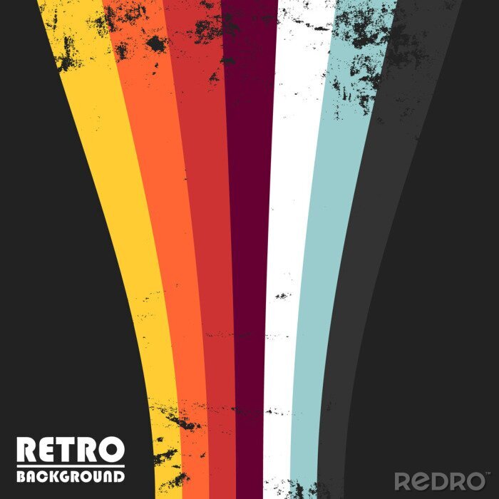 Poster Retro grunge design background with colorful vintage stripes