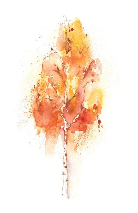 Poster Retro-illustratie van een persoon onder een uitgestrekte berk