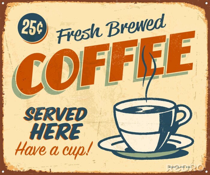 Poster Retro koffiebord