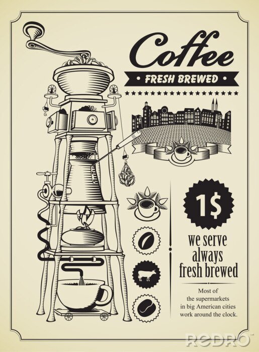 Poster Retro koffiereclame