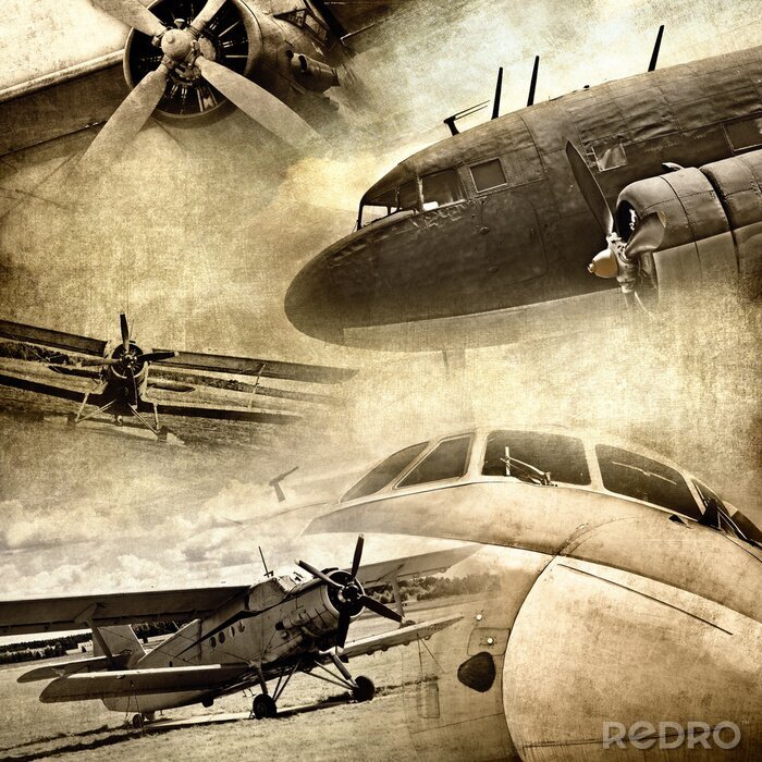 Poster Retro luchtvaart, grunge achtergrond