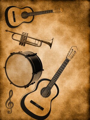 Poster Retro muziekinstrumenten