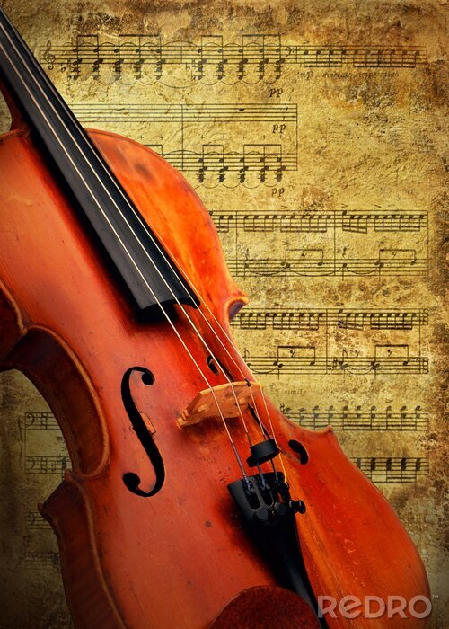 Poster Retro muzikale grunge viool achtergrond