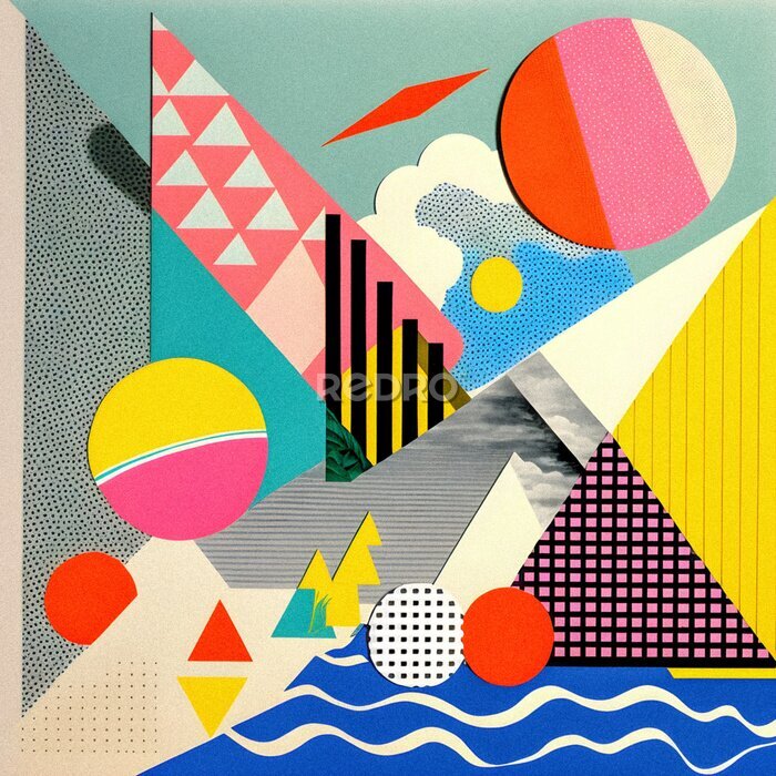 Poster Retro pop-art kleurencollage