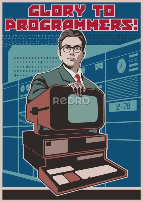Poster Retro programmeurs propagandaposter