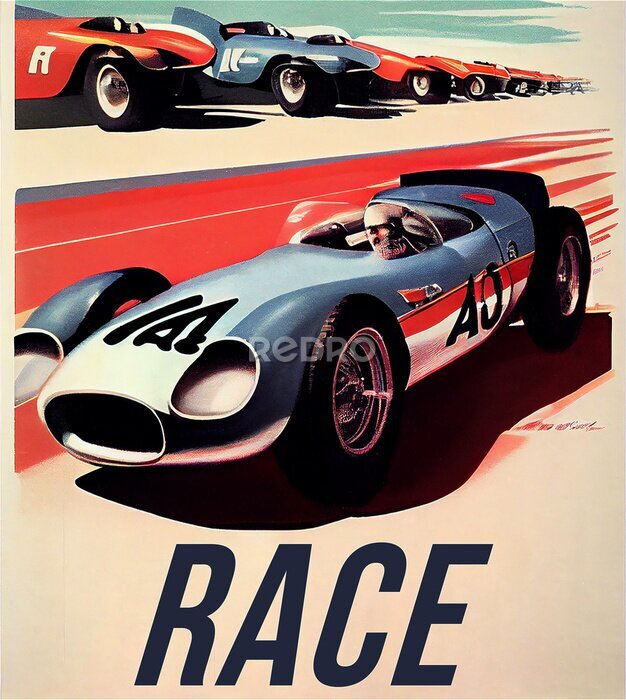 Poster Retro racebaan