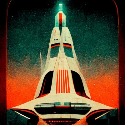 Poster Retro ruimteschip