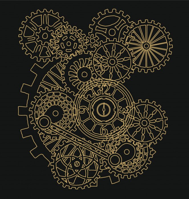 Poster Retro steampunk versnellingen