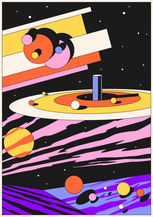 Poster Retro stijl psychedelisch