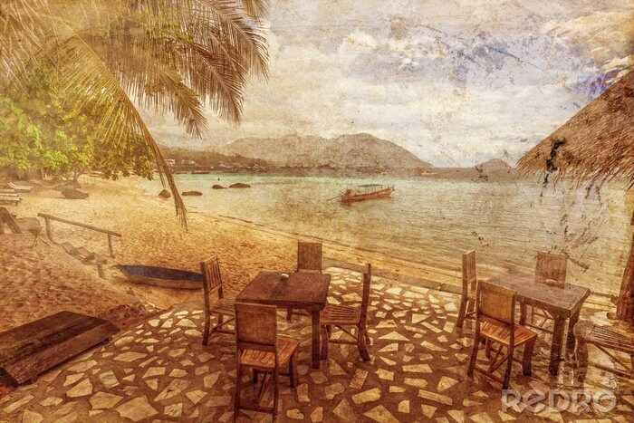 Poster Retro tropische vakantie