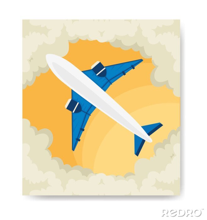 Poster Retro vliegtuig in de lucht