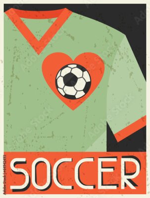 Poster Retro voetbalshirt met een bal in het hart.