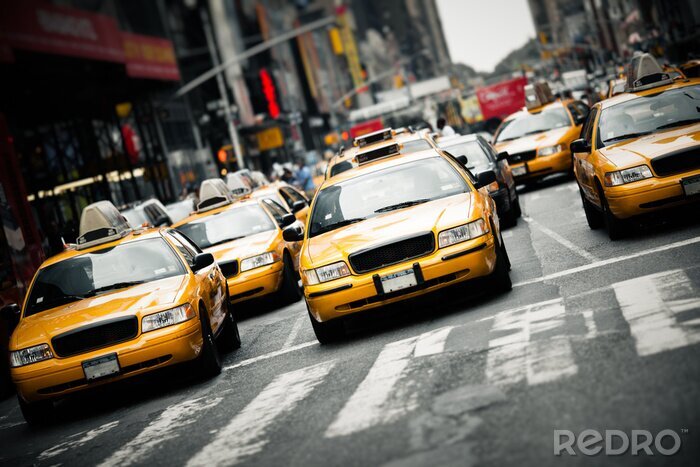 Poster Rijdende taxi's met 3D+AC0-effect