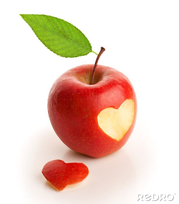 Poster Rode appel met gesneden hart