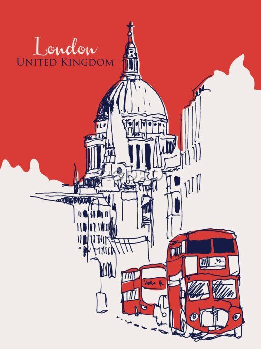 Poster Rode bussen in Londen