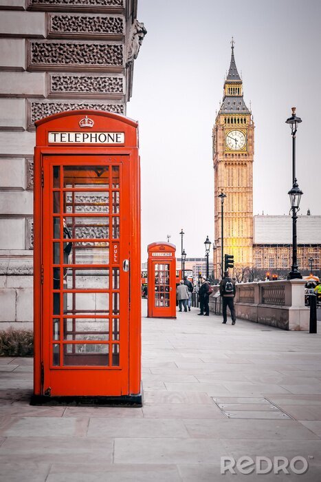 Poster Rode telefooncellen in Londen en de Big Ben