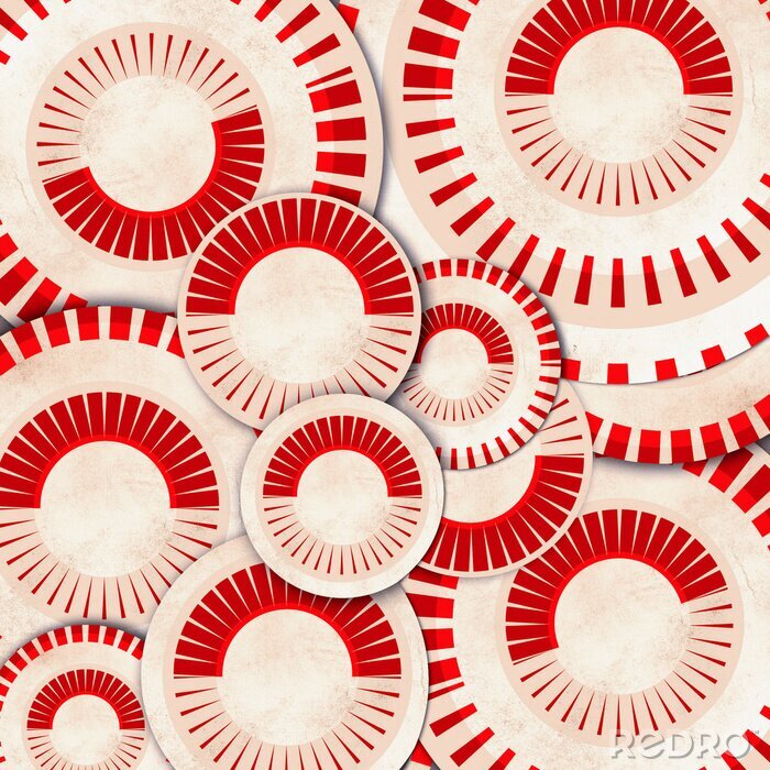 Poster Rode vintage cirkels