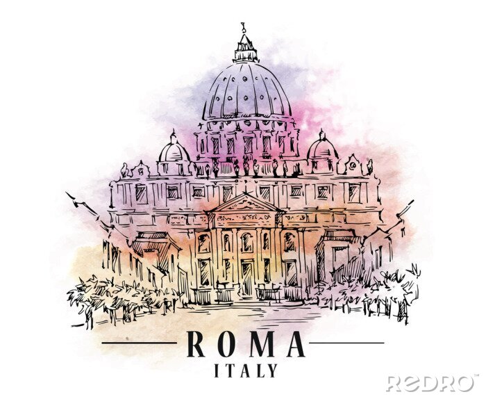 Poster Roma schets. Italiaanse hoofd illustratie.