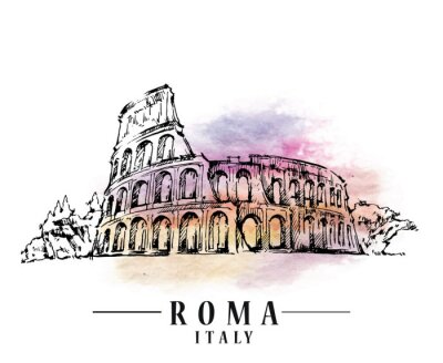 Sticker Roma schets. Italiaanse hoofd illustratie.
