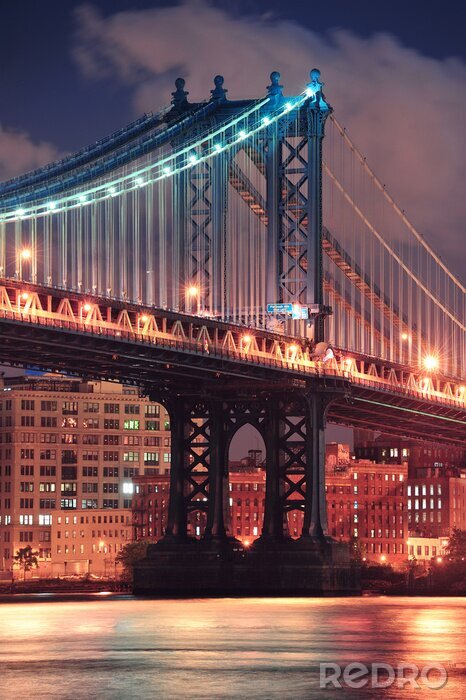 Poster Romantisch landschap met Brooklyn Bridge