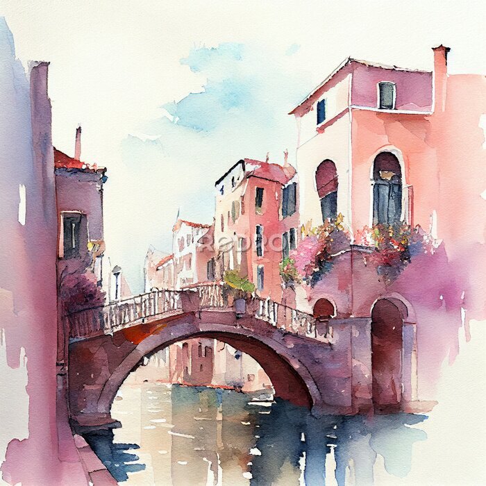 Poster Romantische brug in Venetië