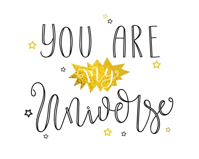 Poster Romantische slogan op een witte achtergrond