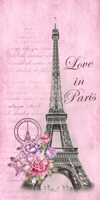 Poster Romantische vintage Eiffeltoren