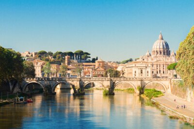 Poster Rome en de kathedraal op de brug