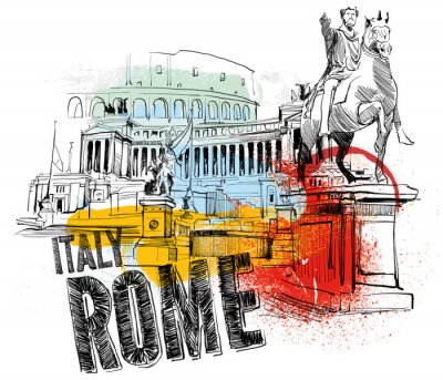 Poster Rome Italië tekening