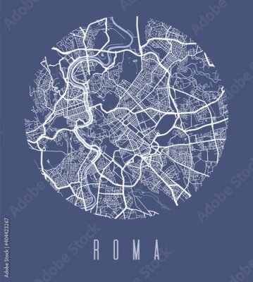 Poster Rome kaart in een cirkel