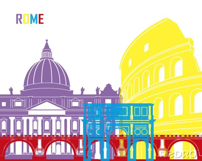 Poster Rome skyline pop