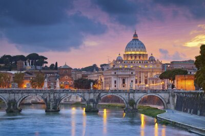 Rome stad en zonsondergang
