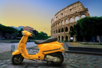 Poster Romeinse feestdagen op een scooter
