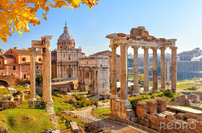 Poster Romeinse ruïnes in de herfst