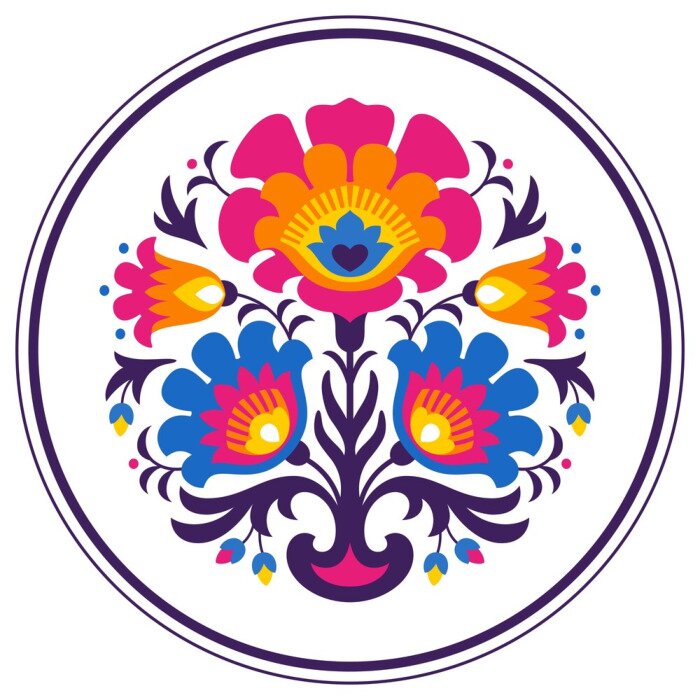 Poster Rond patroon met folkloristisch ornament.