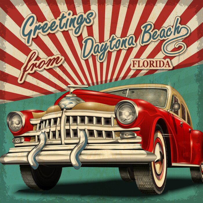 Poster Rood retro voertuig