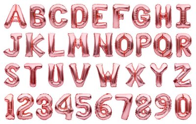 Poster Roze alfabet en cijfers