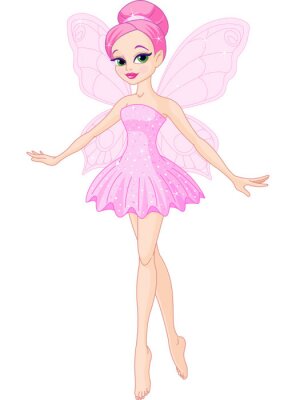 Sticker Roze fee met vlindervleugels