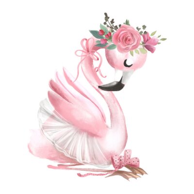 Roze flamingo met bloemen