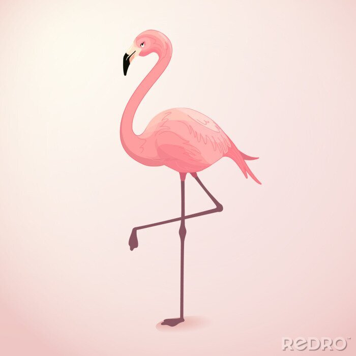 Poster Roze flamingo op een pastelkleurige achtergrond