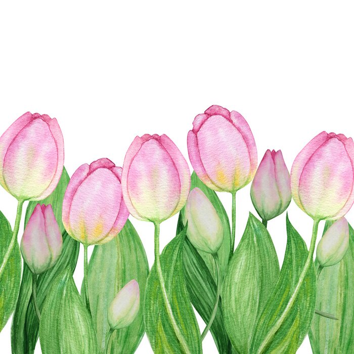 Poster Roze tulpen op delicate takjes