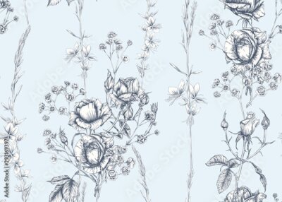 Rozenstruiken in blauw