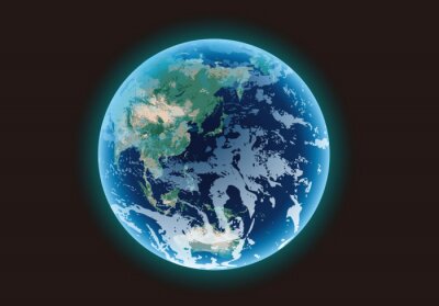 Poster Ruimte en planeet aarde vol oceanen