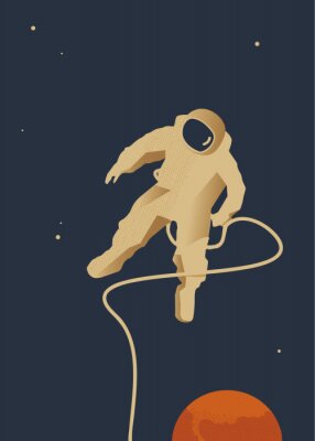 Poster Ruimtekunstwerk voor kinderen met een astronaut