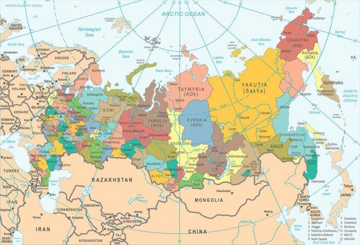 Poster Rusland Kaart - Vectorillustratie