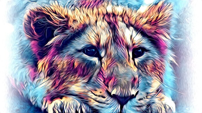 Poster Rustende leeuwenwelp