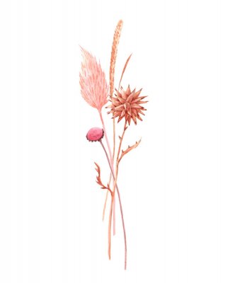 Poster Rustieke grassen en bloemen