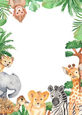 Safari dieren tekenen vormen een frame