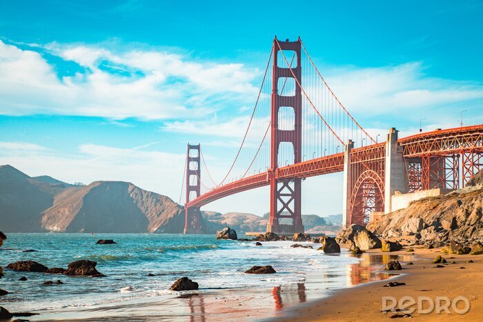 Poster San Francisco Golden Gate vanaf de waterkant