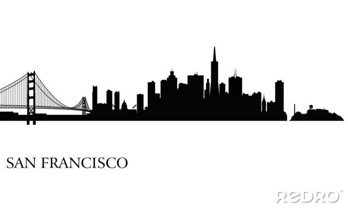 Poster San Francisco skyline silhouet achtergrond
